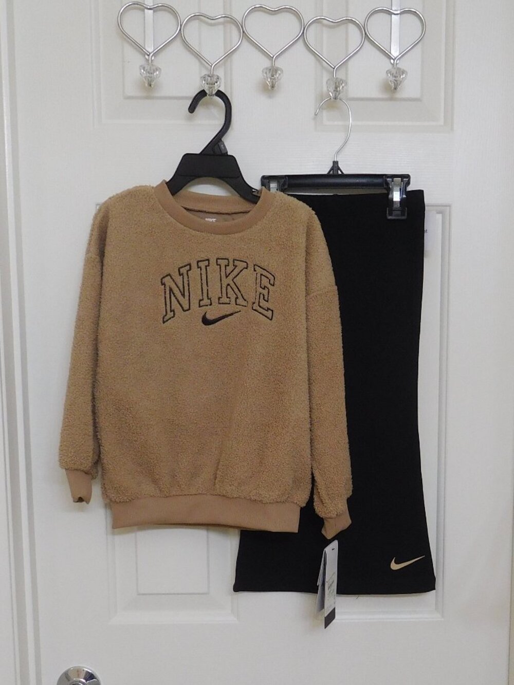 NWT 2pc Nike Brown Black Logo Fleece Sweatshirt & Flared Pants Set sz 4t